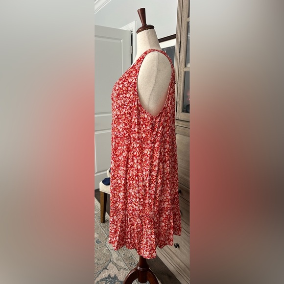 NWT Floral Red Sleeveless Dress with Tie Back -3X - Picture 3 of 10